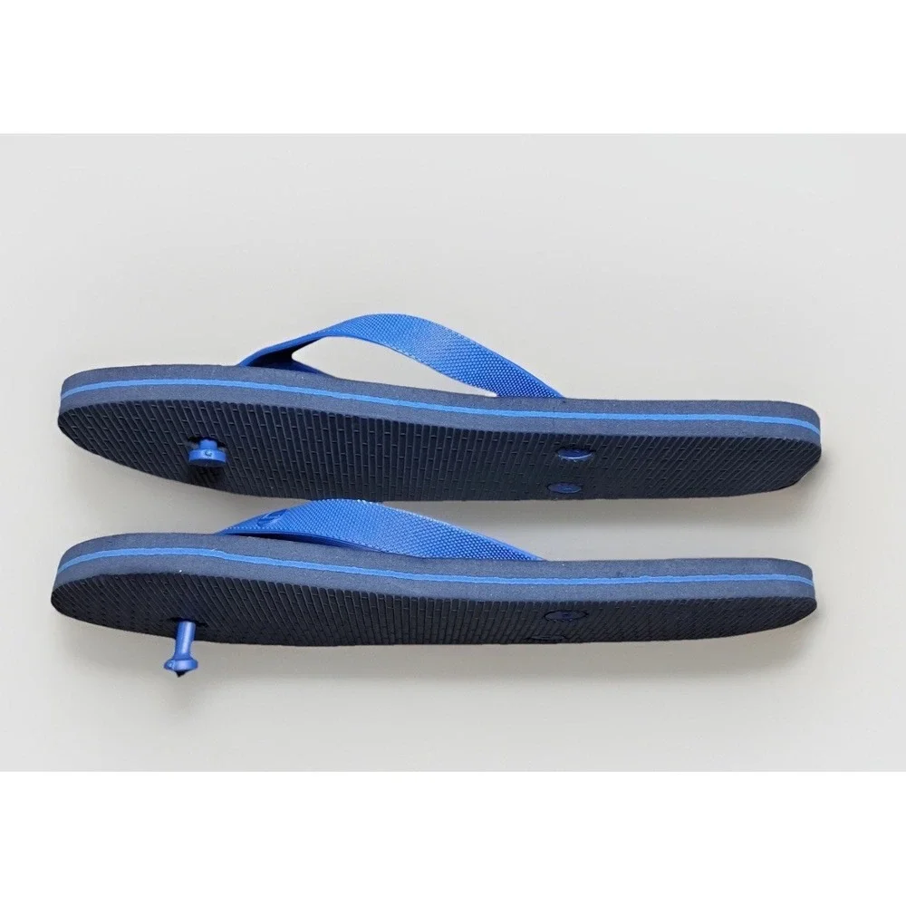 Seven Mens Flip Flop Sandals Blue Navy Textured Footbed Thong Size 10.5